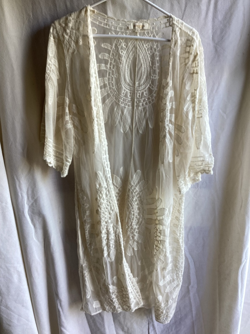 Sheer Embroidered Kimono – Ivory
